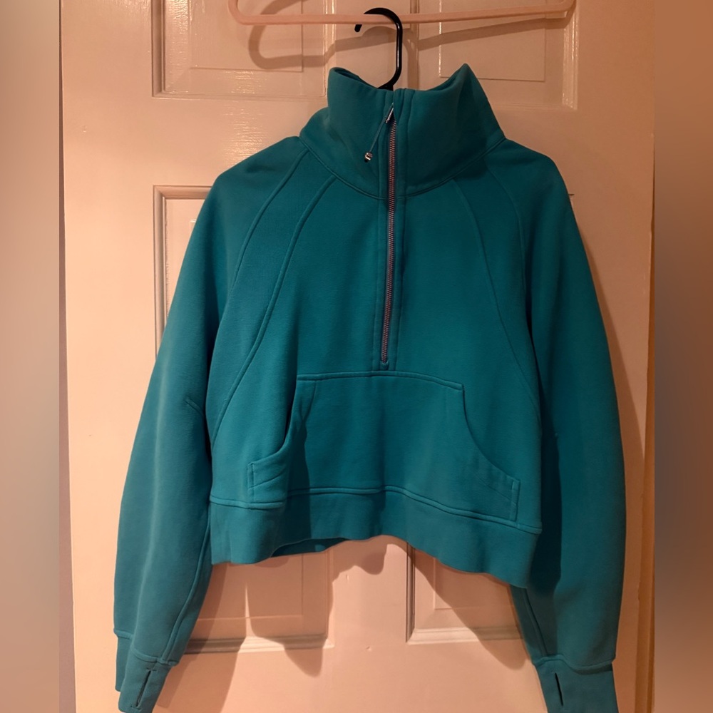 Lulu Lemon Scuba Teal Cropped Pullover Sweatshirt